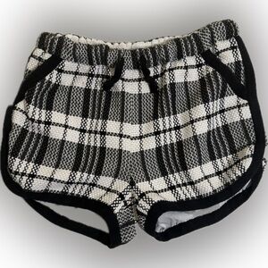Sea New York Black and White Plaid gingham wool blend  lined shirt shorts